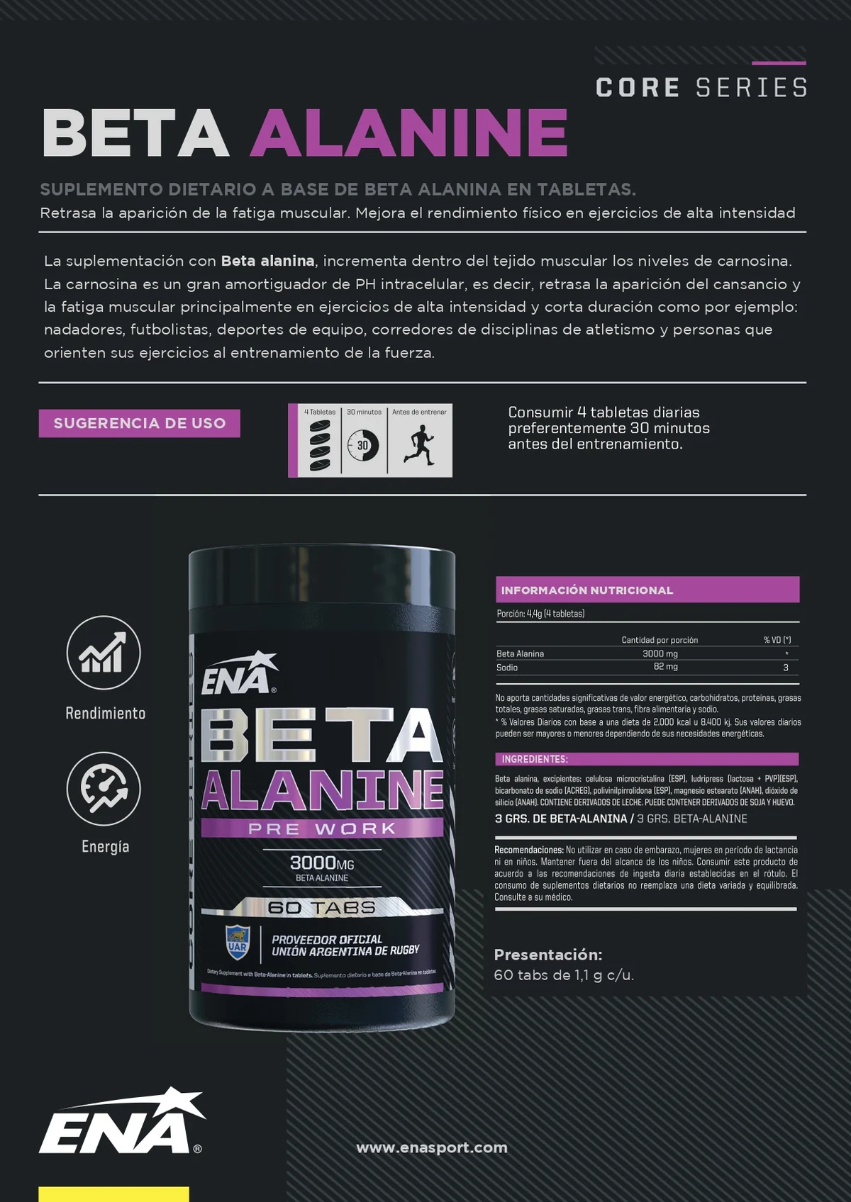 Comprar Beta Alanine (mayor resistencia) | ENA, suplemento deportivo en Rosario y Paraná