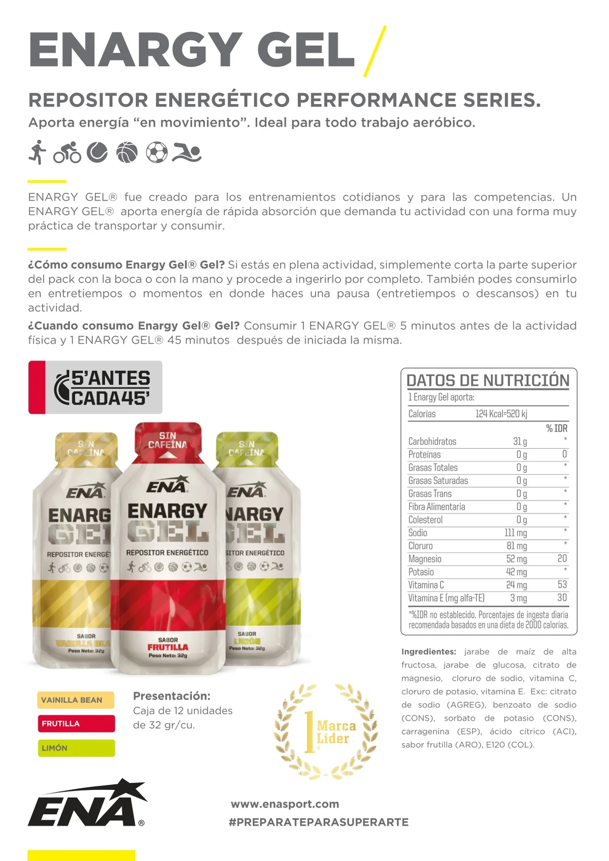 Comprar Energy Gel - Sin Cafeína | ENA, suplemento deportivo en Rosario y Paraná