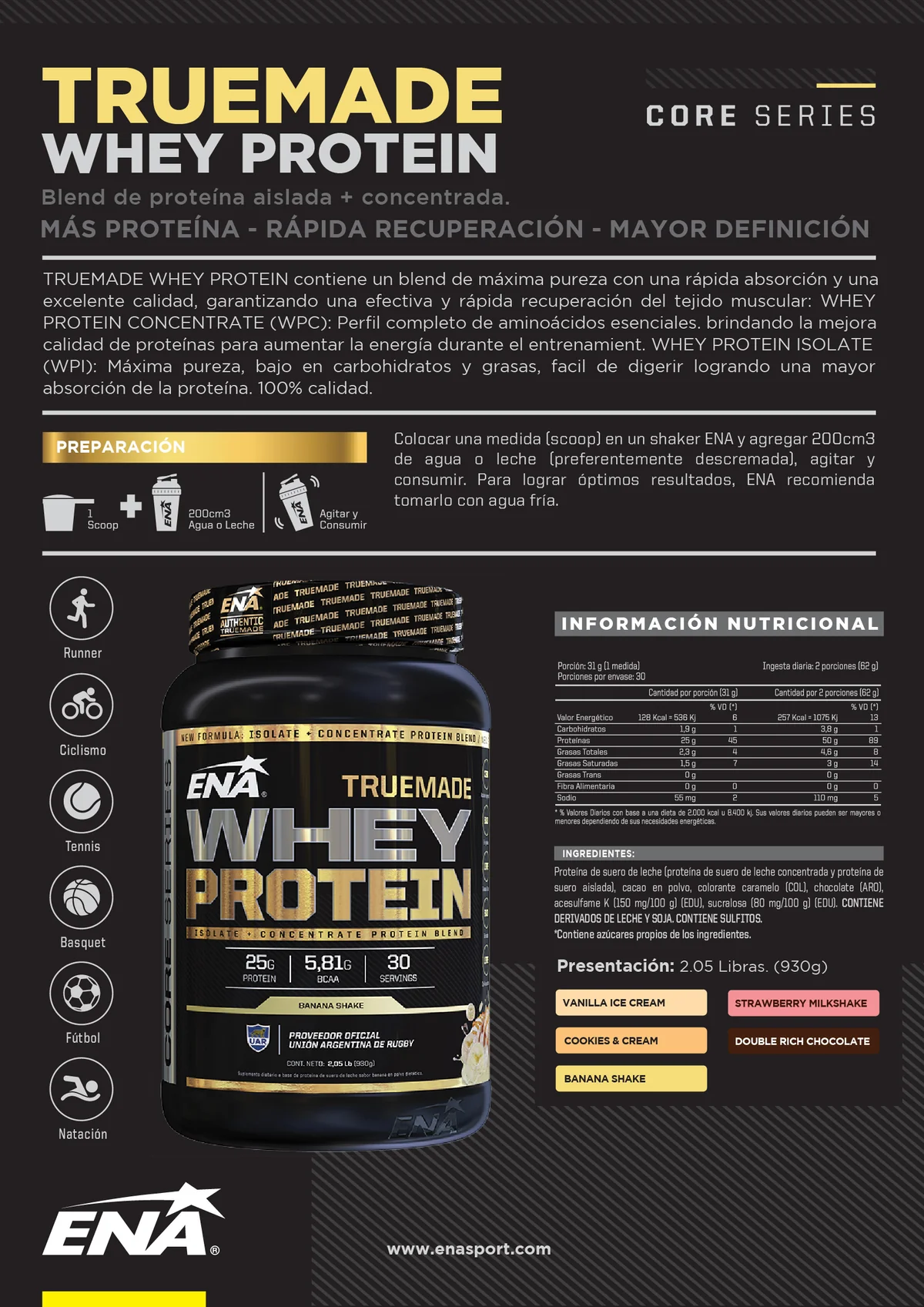 Comprar Whey Protein TrueMade 2Lb | ENA, suplemento deportivo en Rosario y Paraná