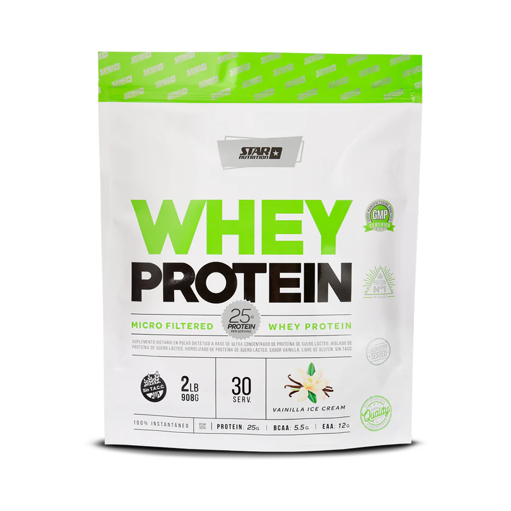 Proteína Whey ultra concentrada, aislada e hidrolizada de Star Nutrition, 100% natural, rica en aminoácidos esenciales, BCAA y Glutamina